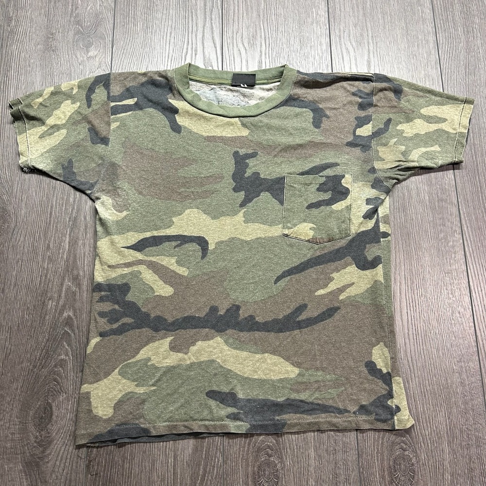 Vintage Redhead Camo Pocket T-Shirt Mens Small Woodland Camouflage Distressed
